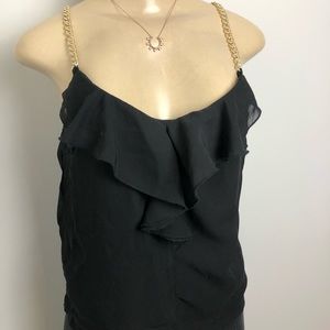 🔴 BONGO Black Chiffon gold chain top Small